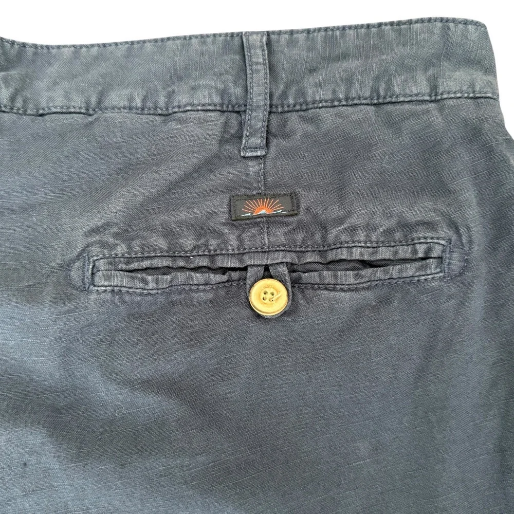 Faherty‎ Men's Shorts Blue Linen Chino Flat Front Size 35 Coastal Nautical Beach